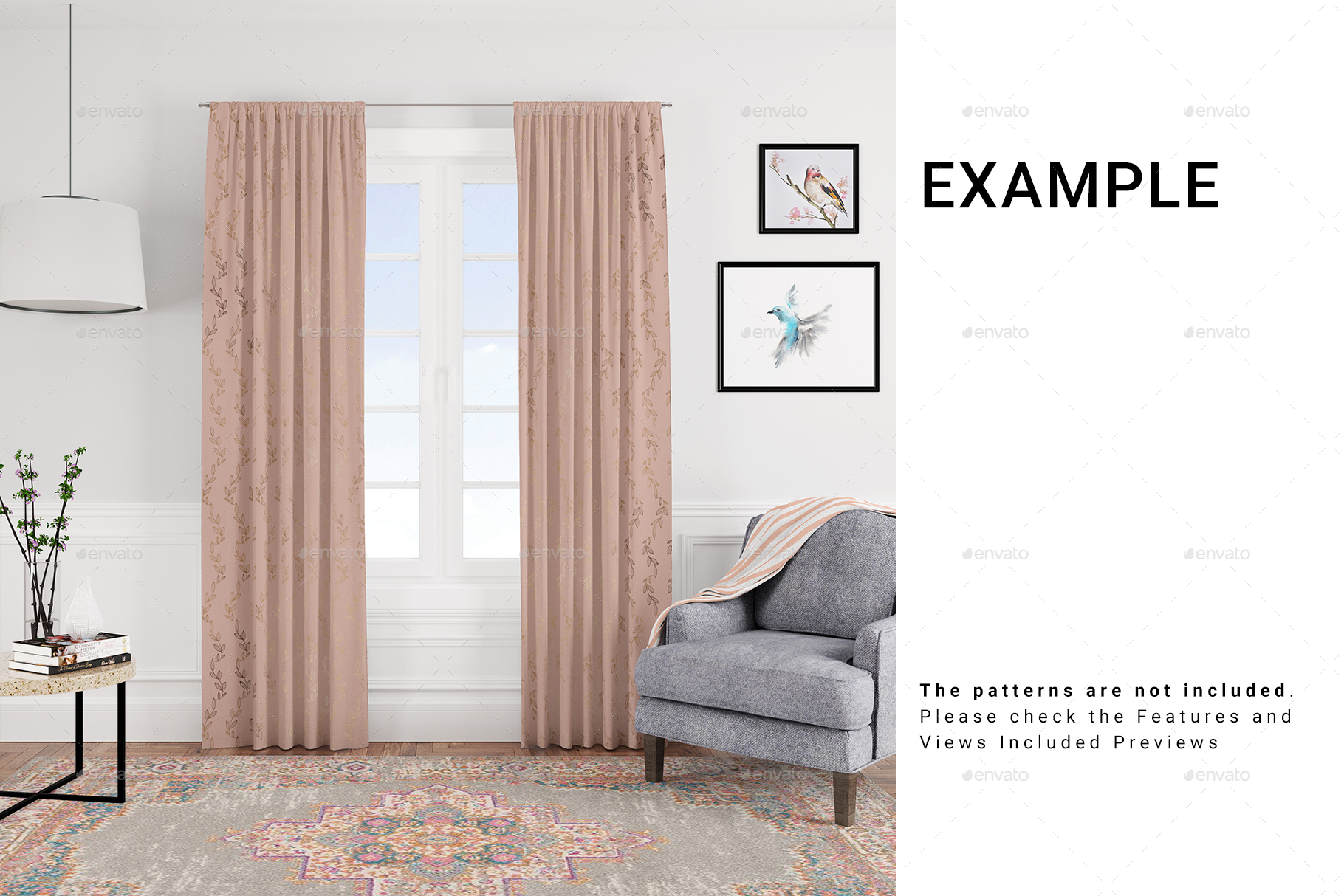 5 Types of Curtains, Rug & Blanket Set, Graphics GraphicRiver